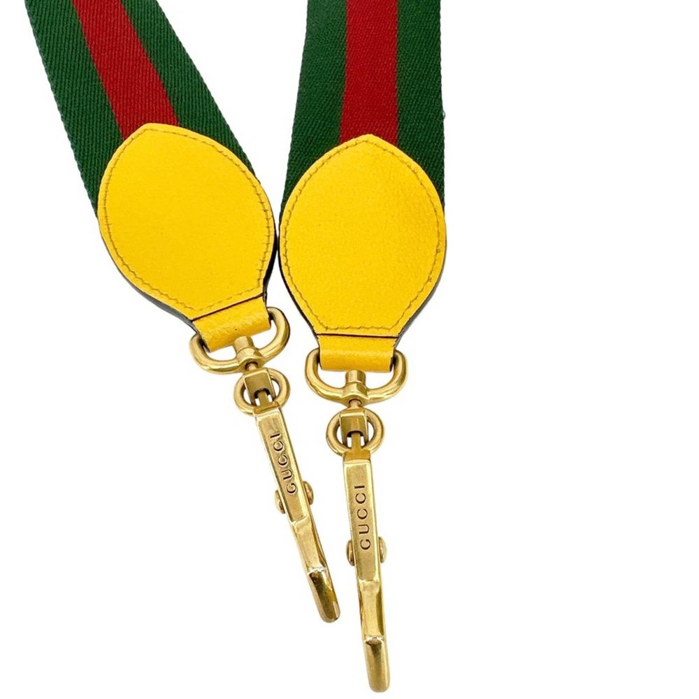 Gucci Beige GG Supreme Crossbody Bag with Green-Red Strap and Yellow Trim - Picture 7 of 14